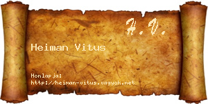 Heiman Vitus névjegykártya